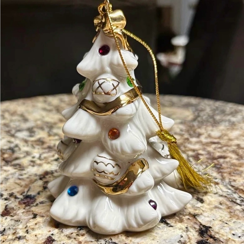 Lenox~2001 Jeweled Christmas Tree Ceramic Ornament W/ Colored Jewels & Gold Trim - Picture 12 of 12